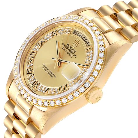 rolex president gold with diamonds price|Rolex presidential gold price.